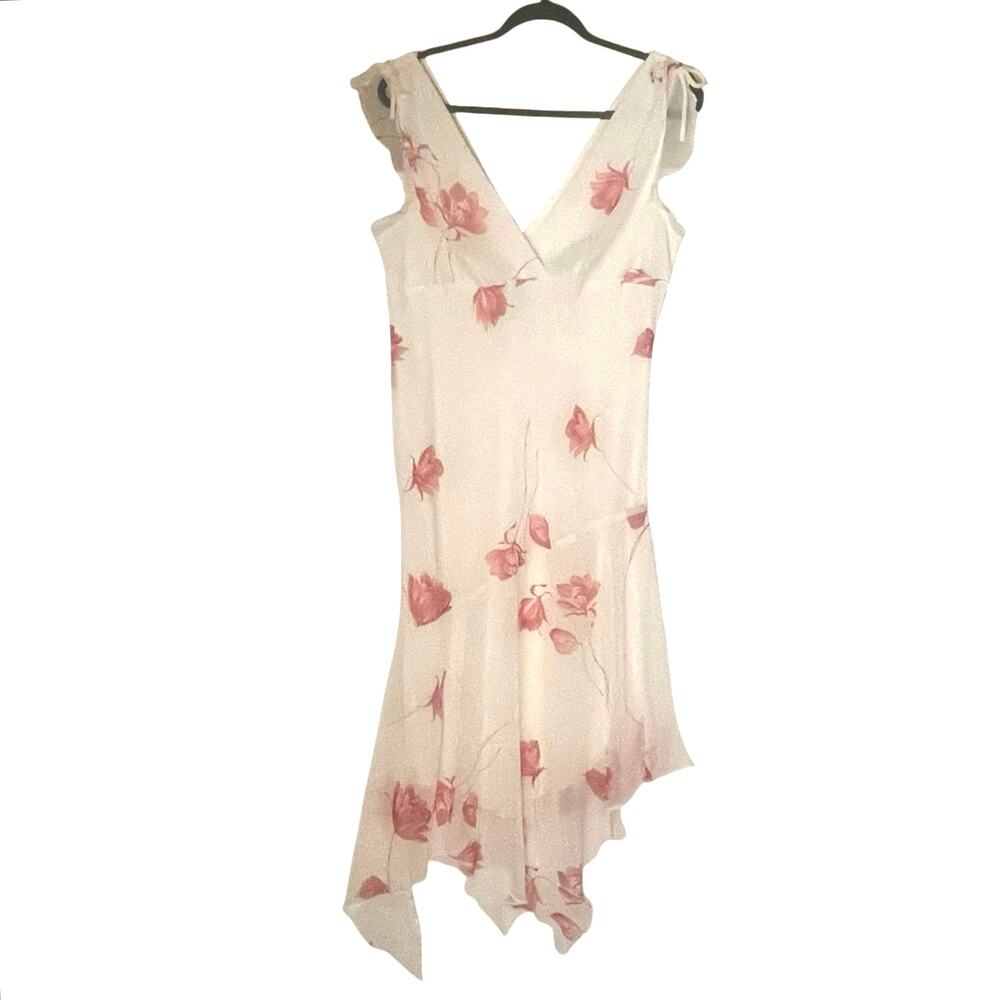 VtG Y2K Floral Asymmetrical Handkerchief Hem Dress Size 13 Fairycore Couquette